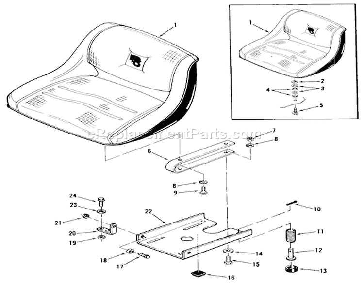 Seat And Suspension Diagram and Parts List for 02-16BP01 1980 Toro Lawn Tractor
