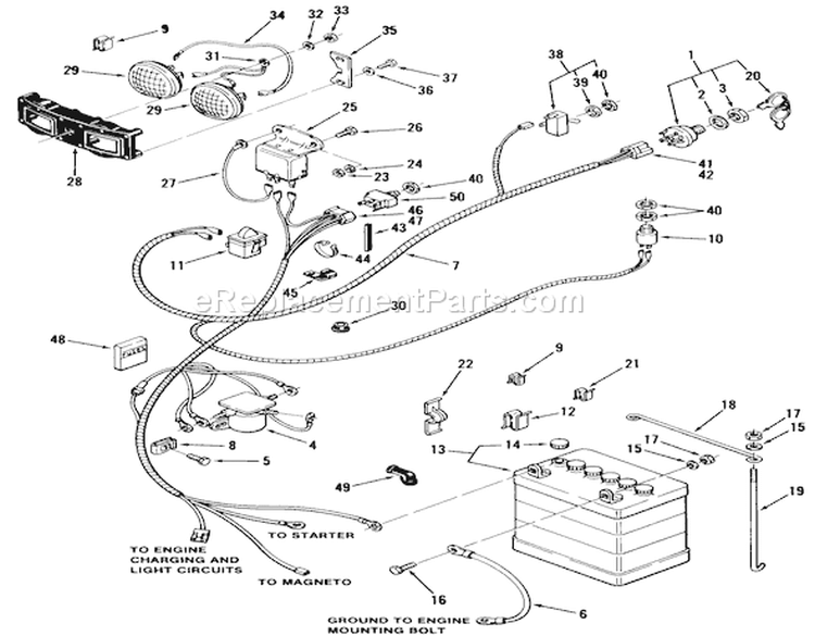 Electrical System-5-Speed Models Diagram and Parts List for 02-16BP01 1980 Toro Lawn Tractor
