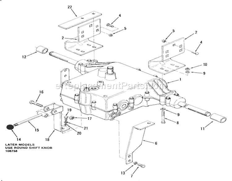 5-Speed Transmission Diagram and Parts List for 02-11BP03 1981 Toro Lawn Tractor