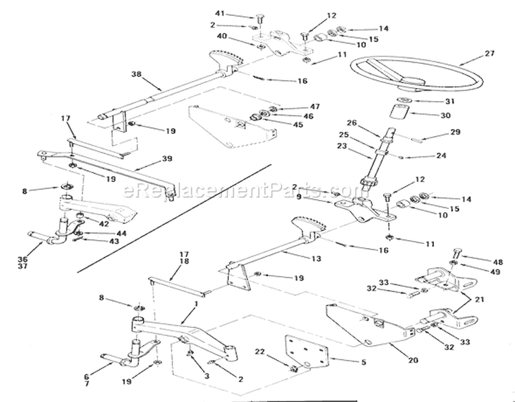 Front Axle And Steering Diagram and Parts List for 02-08BP03 1981 Toro Lawn Tractor