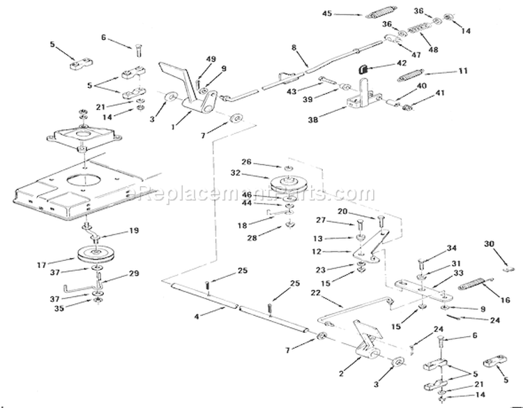 Brake And Clutch Linkage-5-Speed Models Diagram and Parts List for 02-11BP03 1981 Toro Lawn Tractor