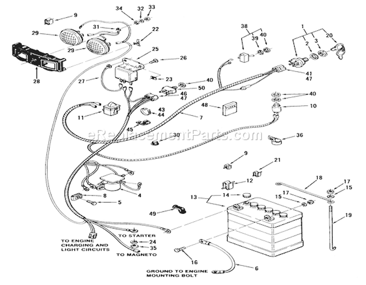 Electrical System-5-Speed Models Diagram and Parts List for 02-11BP03 1981 Toro Lawn Tractor
