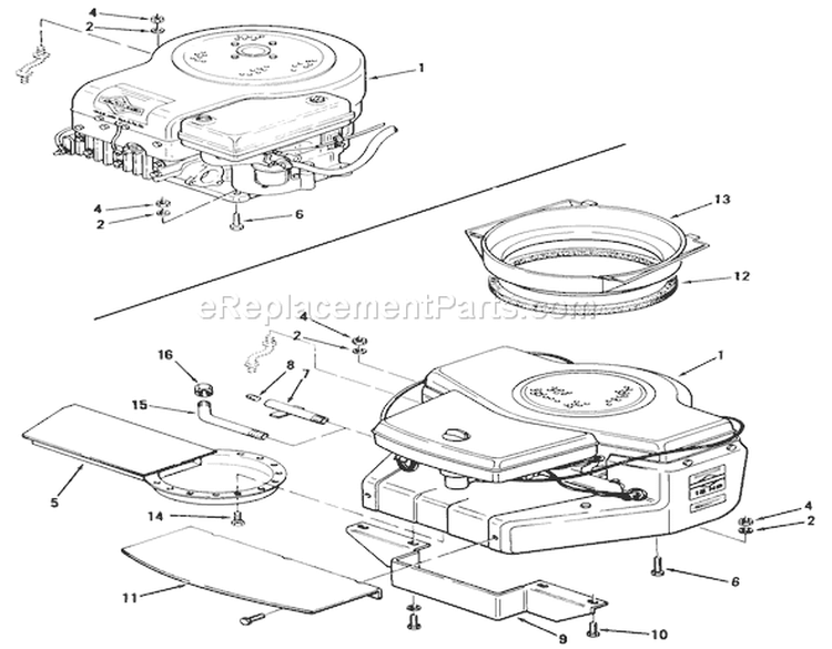Engine Diagram and Parts List for 02-11BP05 1982 Toro Lawn Tractor