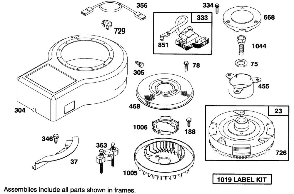 Engine Briggs & Stratton Model 283707-0160-01 Diagram and Parts List for 70141 49000001 - 49999999 Toro Lawn Tractor