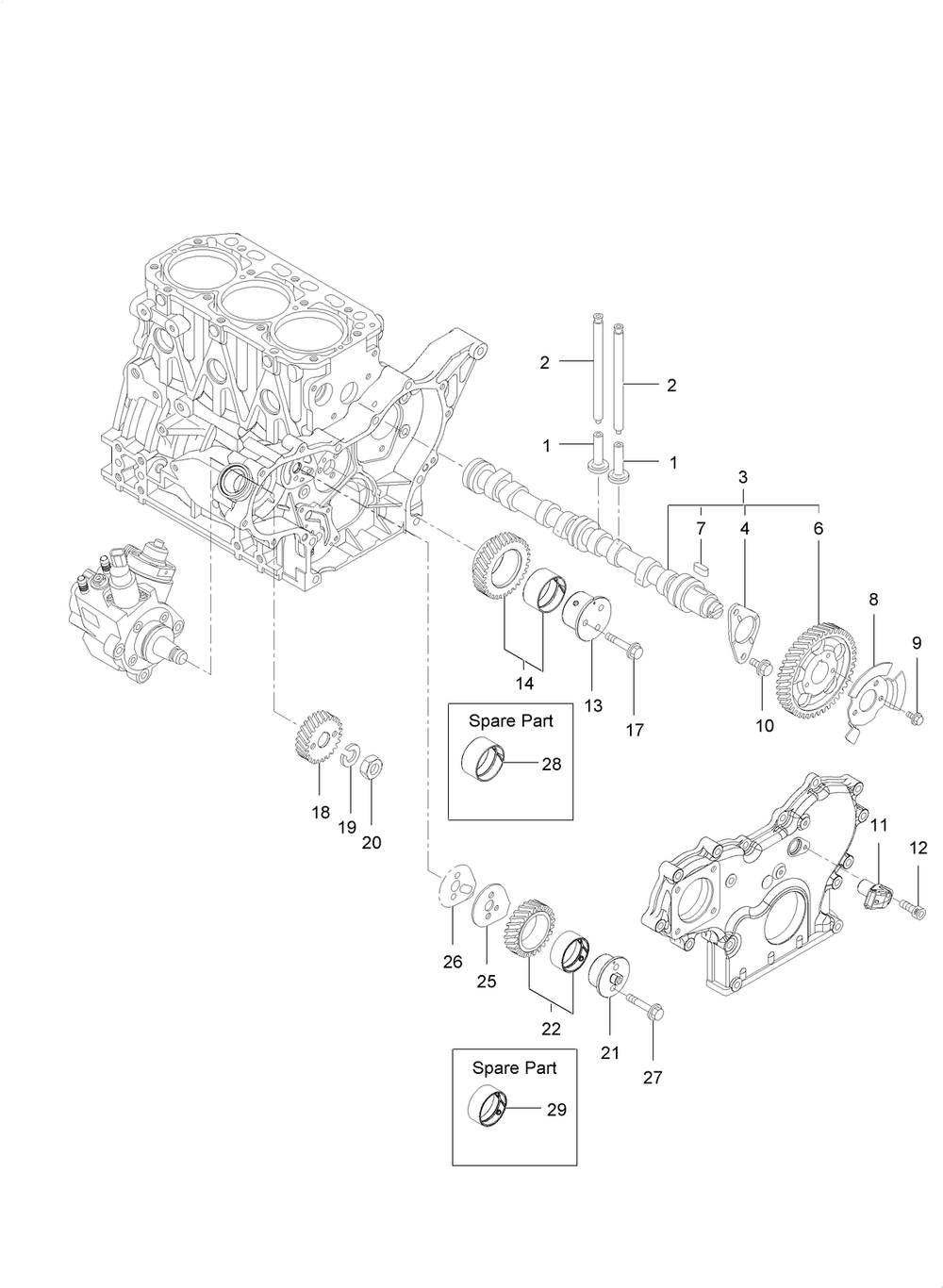 Camshaft And Driving Gear Assembly Diagram and Parts List for 72144 413000000 - 999999999 Toro Lawn Tractor