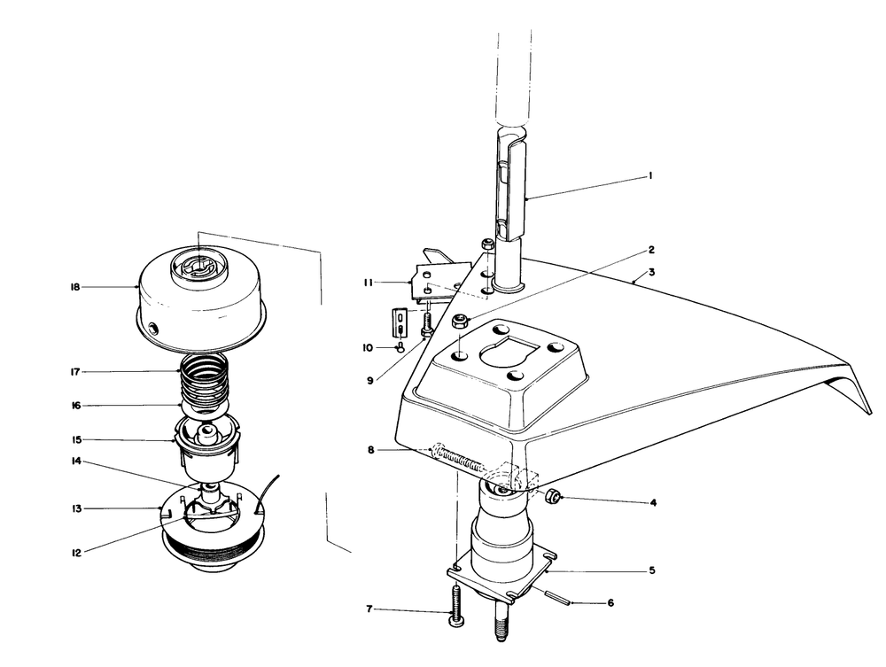 Trimmer Head Assembly Diagram and Parts List for 51603 2000001 - 2999999 Toro Trimmer