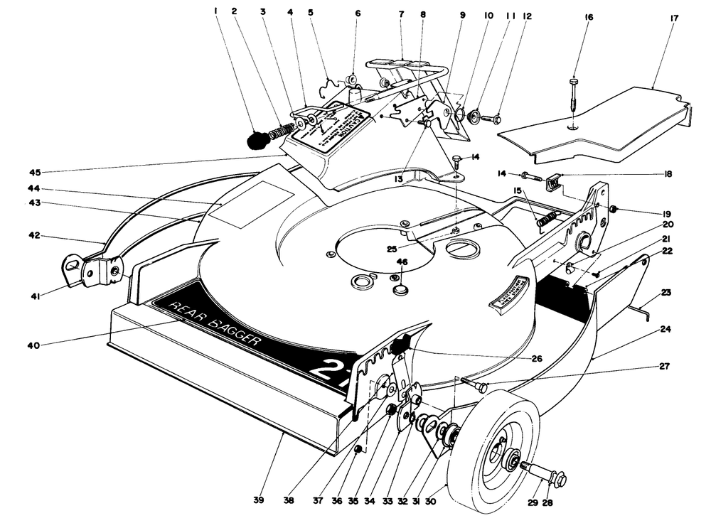 Housing Assembly Diagram and Parts List for 20720 1000001 - 1999999 Toro Lawn Mower
