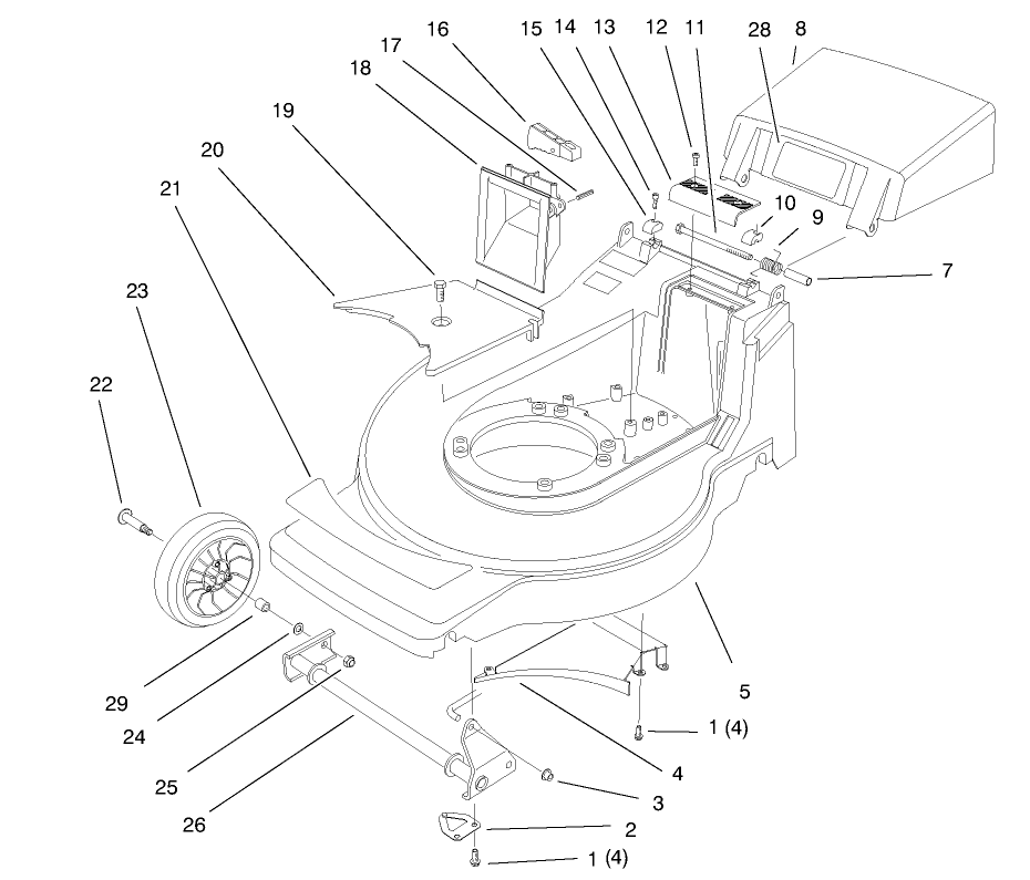 Deck Assembly Diagram and Parts List for 20913 790000001 - 799999999 Toro Lawn Mower