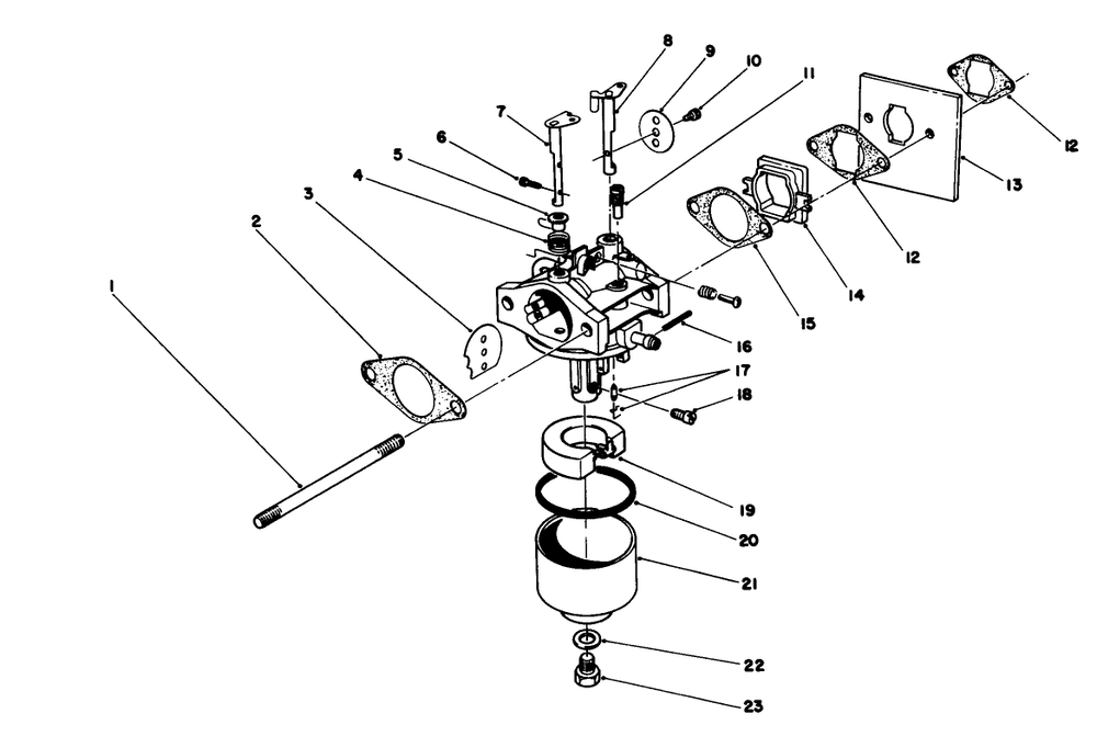 Carburetor Assembly (Model 47pf5 & 47pg6) Diagram and Parts List for 16585 7000001 - 7999999 Toro Lawn Mower