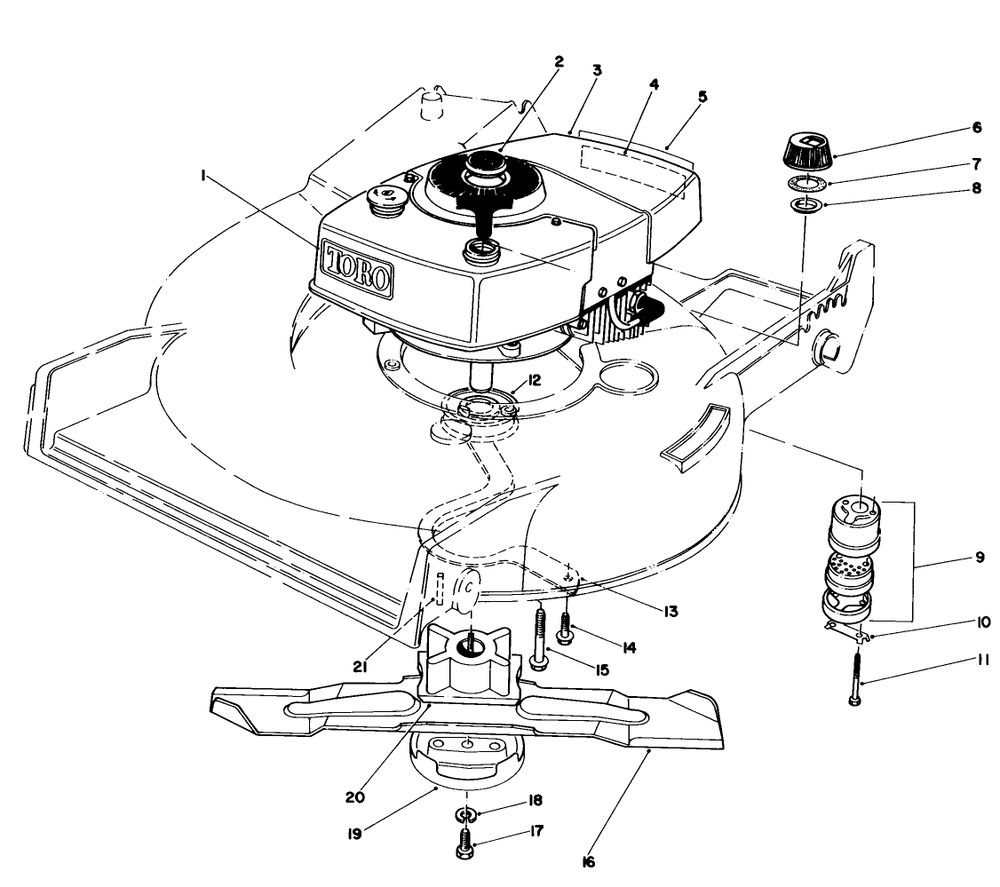 Engine Assembly Diagram and Parts List for 20810 3000001 - 3999999 Toro Lawn Mower