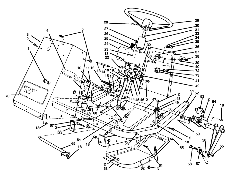 Frame & Steering Assembly Diagram and Parts List for 30610 591300 - 599999 Toro Lawn Tractor