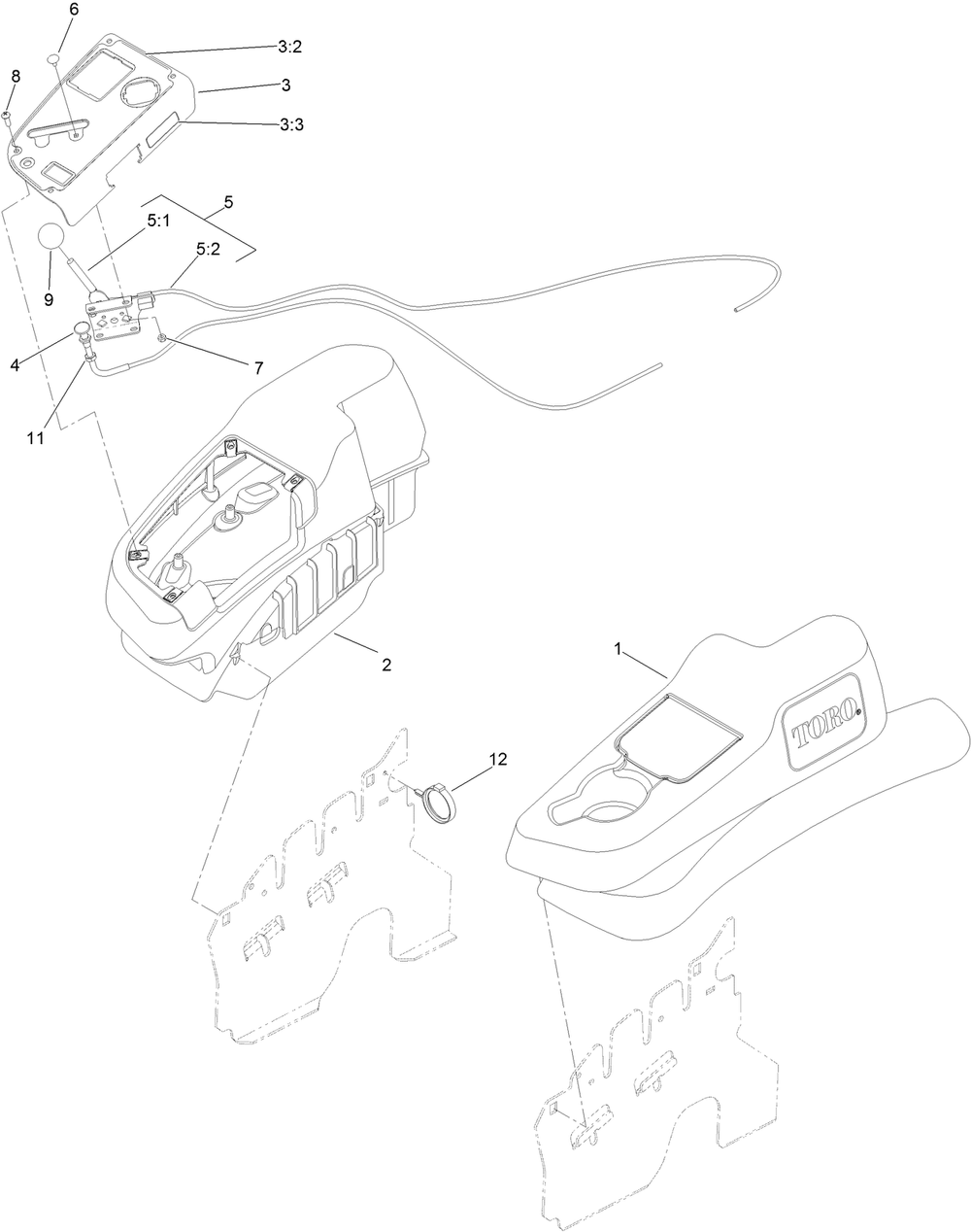 Fender, Console And Control Assembly Diagram and Parts List for 74902TE (316000001-316999999)(2016) Toro Lawn Mower