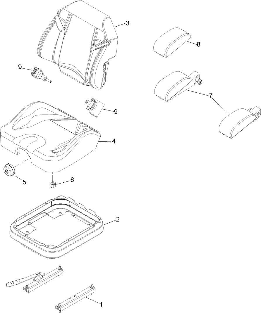 Seat Assembly Diagram and Parts List for 72267 410000000-999999999 Toro Lawn Mower