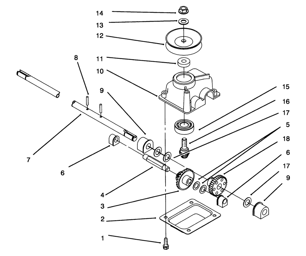 Gear Case Assembly Diagram and Parts List for 20908B 4900001 - 4999999 Toro Lawn Mower