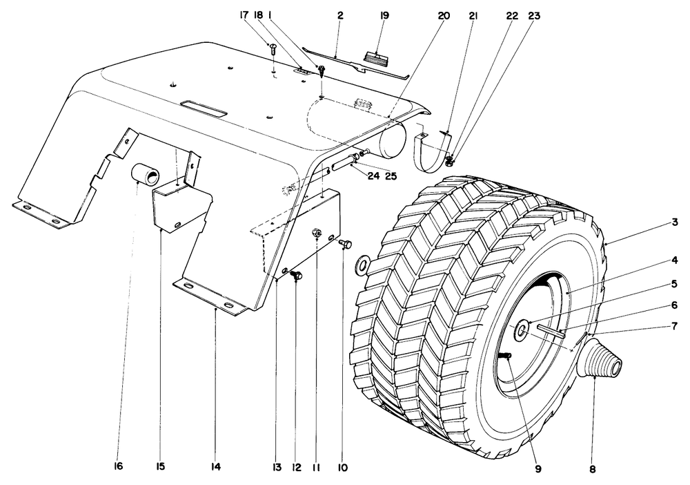 940 Rear Tire And Fender Assembly Diagram and Parts List for 55150 9000001 - 9999999 Toro Lawn Tractor