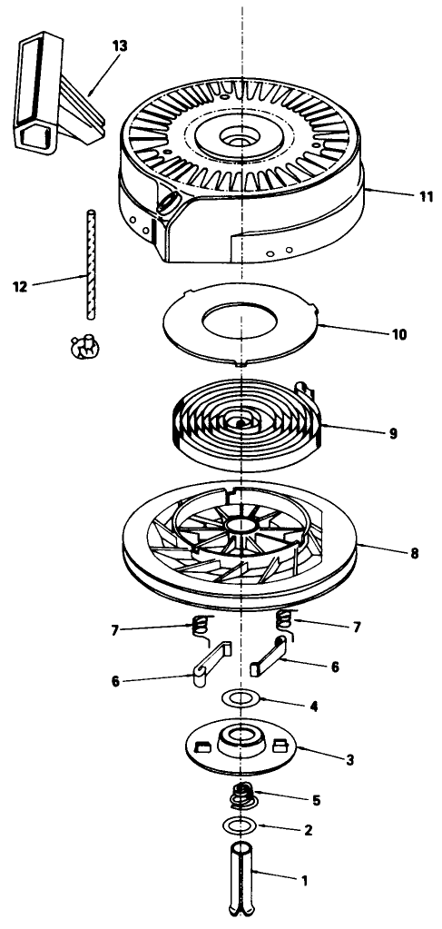 Rewind Starter No. 590621 Diagram and Parts List for 16212W 0000001 - 0999999 Toro Lawn Mower