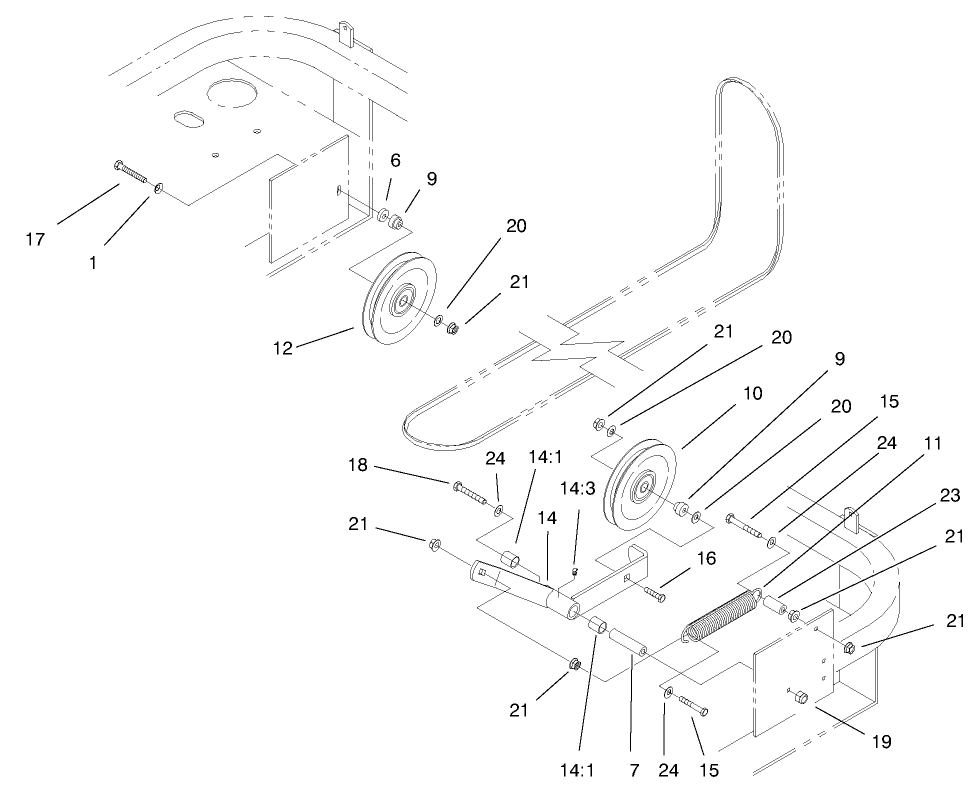 Idler Assembly Diagram and Parts List for 74212 (200000001-200999999)(2000) Toro Lawn Mower