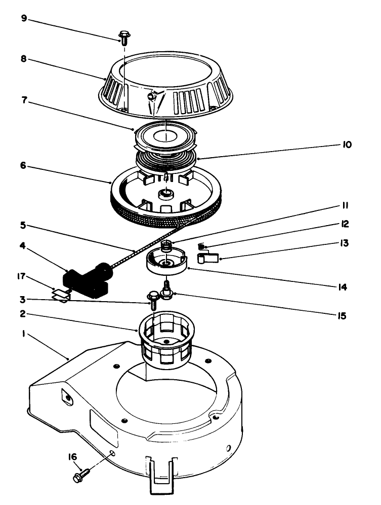 Recoil Assembly (Model No. 47pn2-6) Diagram and Parts List for 26640B 3900001 - 3999999 Toro Lawn Mower