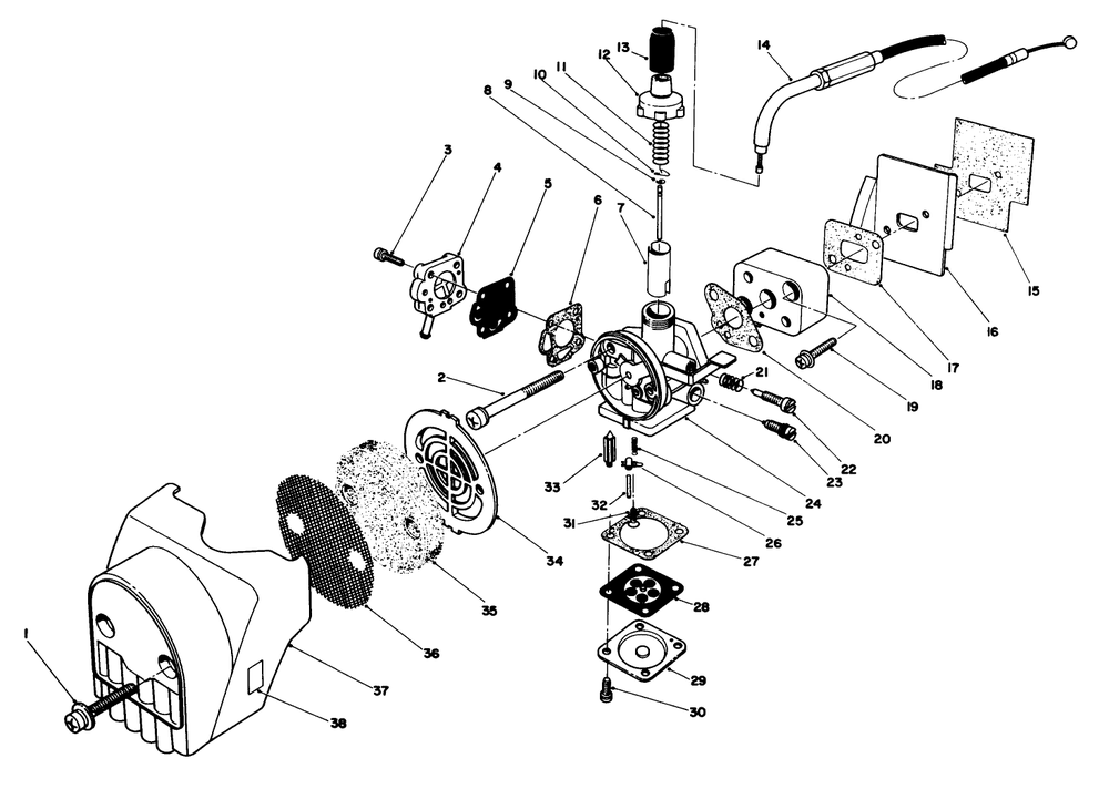Air Cleaner & Carburetor Assembly Diagram and Parts List for 51641 6000001 - 6999999 Toro Trimmer