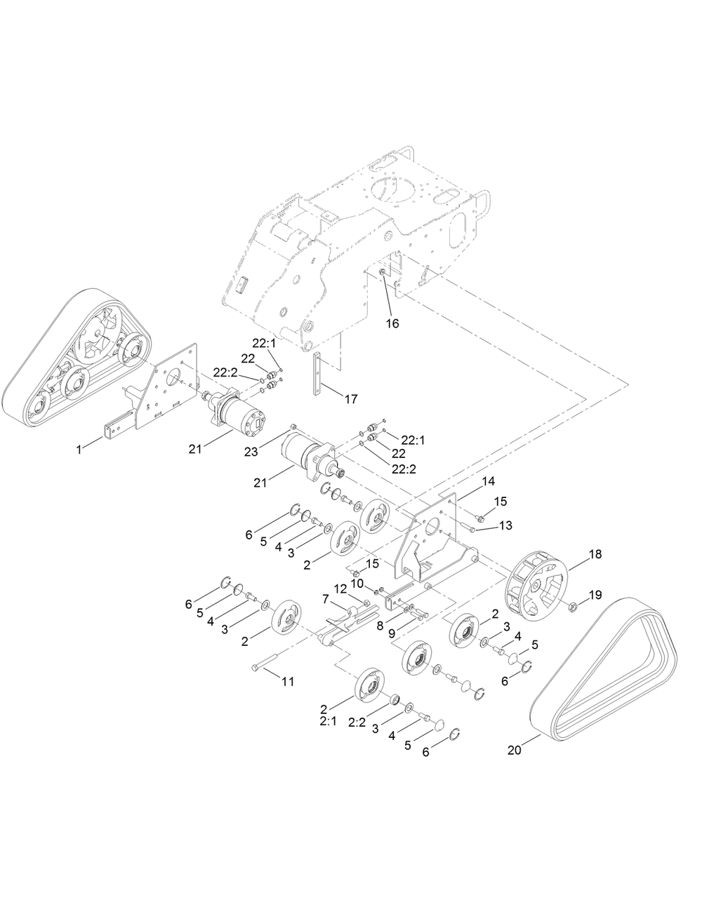 Track Assembly Diagram and Parts List for 22983 407740000 - 407959999 Toro Lawn Tractor Accessories