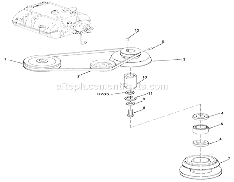 Drive Belt And Pulleys Diagram and Parts List for 03-08BP01 1980 Toro Lawn Tractor