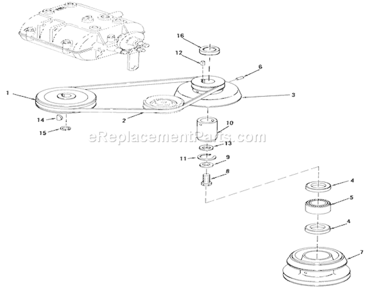 Drive Belt And Pulleys Diagram and Parts List for 03-11BP02 1981 Toro Lawn Tractor