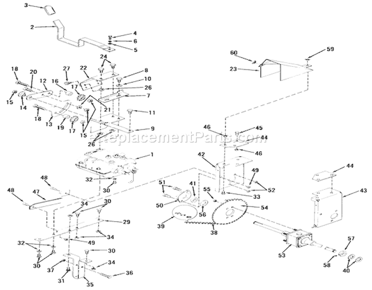 Transmission, Differential And Drive System Diagram and Parts List for 03-11BP02 1981 Toro Lawn Tractor