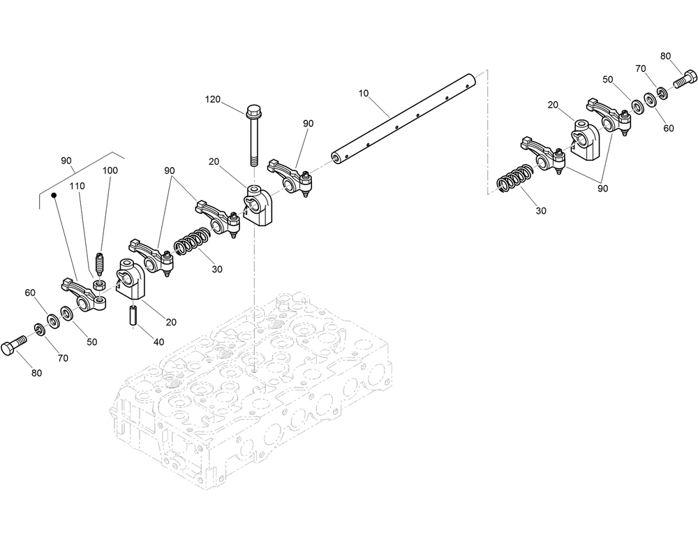 Rocker Arm Assembly Diagram and Parts List for 22530 414400000 - 999999999 Toro Lawn Tractor Accessories