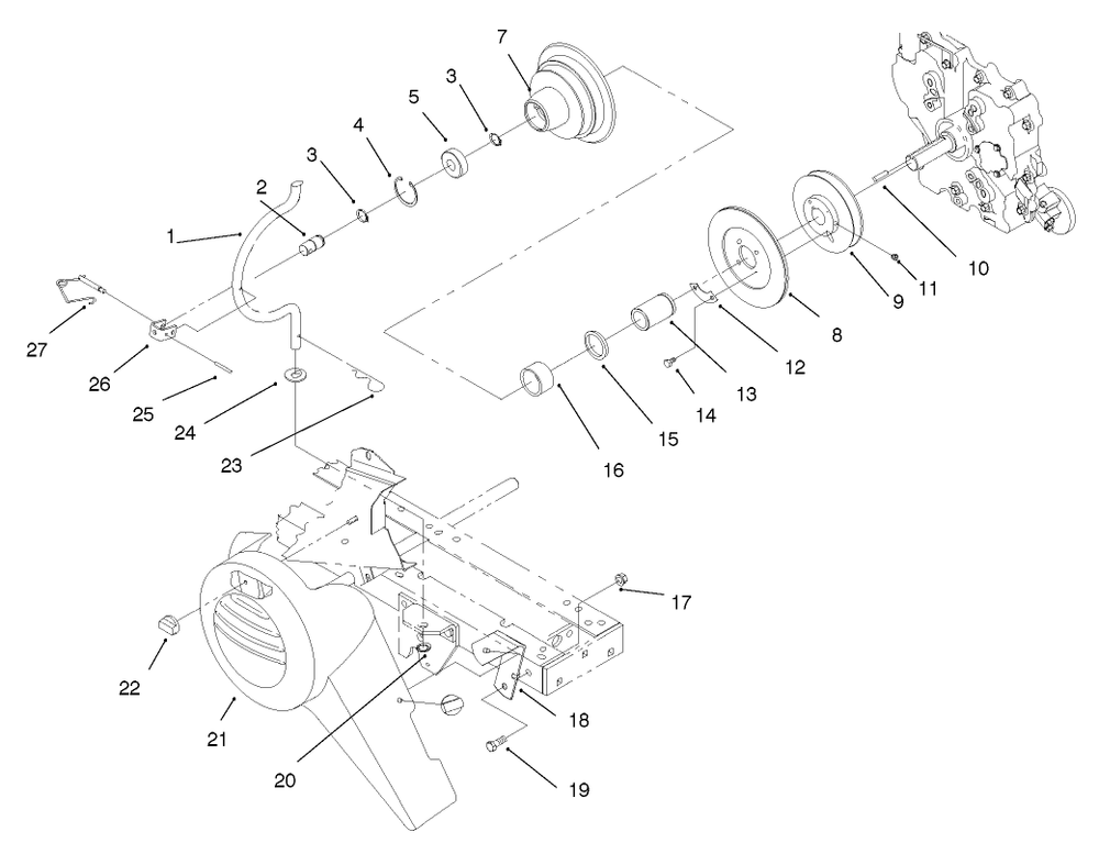 Pto Clutch, Cover And Belt Guides Diagram and Parts List for 73448 8900001 - 8900499 Toro Lawn Tractor