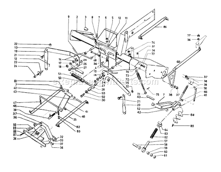 Main Frame And Counterbalance Assembly Diagram and Parts List for 03104 0000001-0999999 - 1970 Toro Lawn Tractor