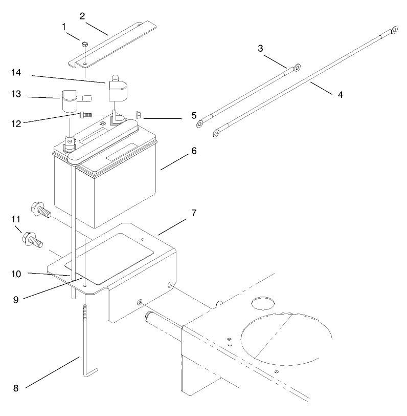 Battery Assembly Diagram and Parts List for 30183 790001 - 799999 Toro Lawn Tractor Accessories
