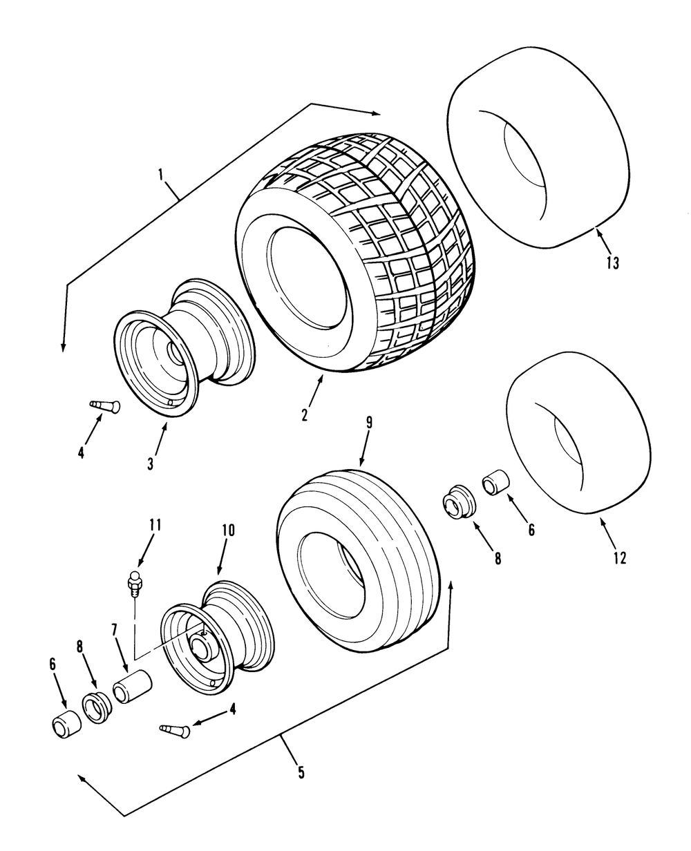 Wheels And Tires Diagram and Parts List for 74140 39000001 - 39999999 Toro Lawn Tractor