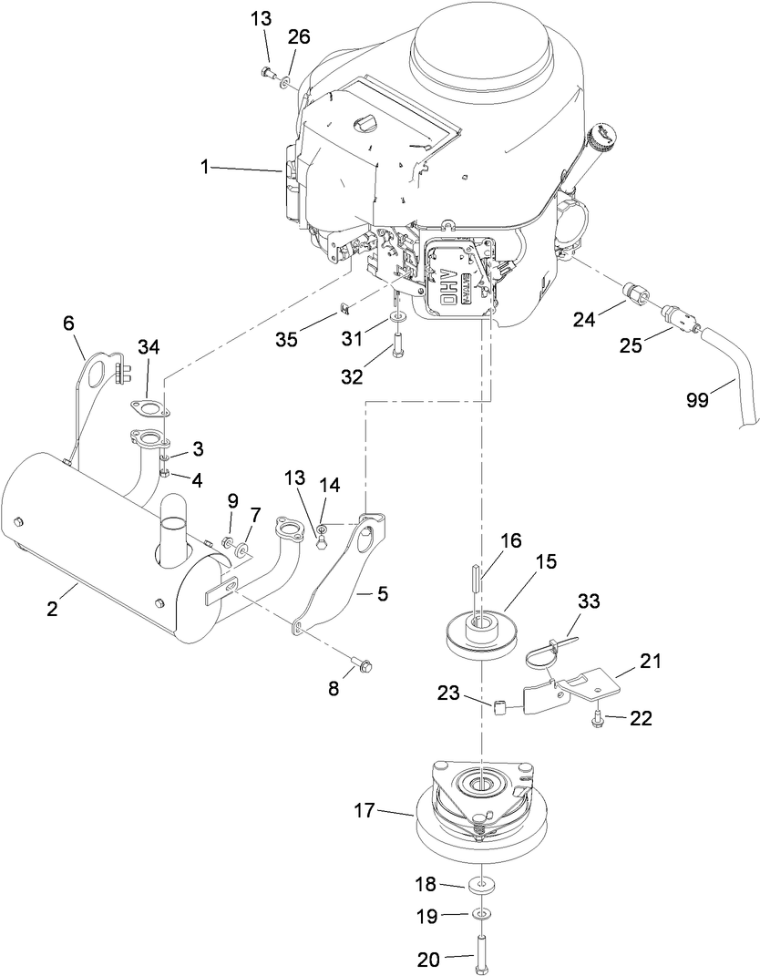 Engine Assembly Diagram and Parts List for 74568TE (310000001-310999999)(2010) Toro Lawn Mower