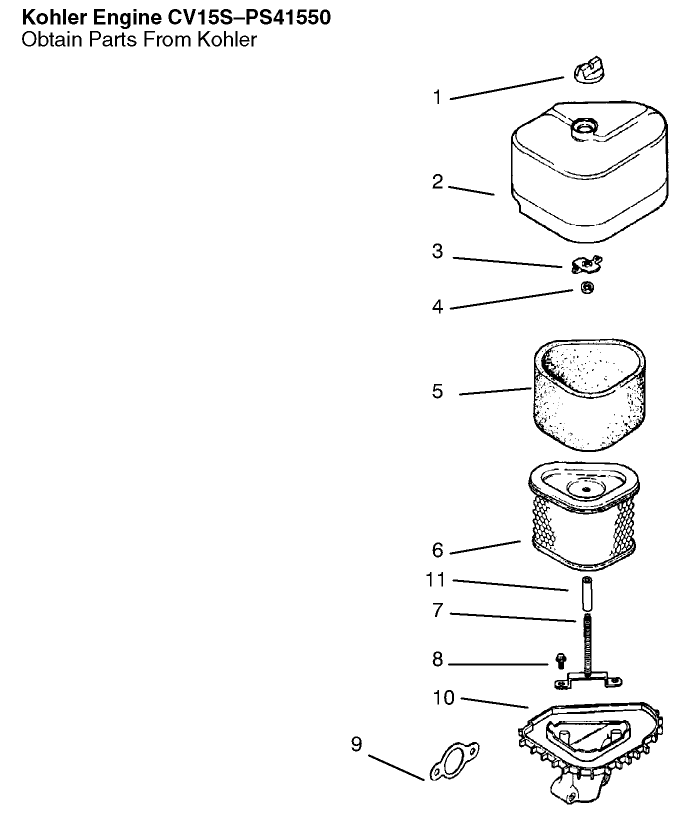Air Intake/Filtration Diagram and Parts List for 72047 9900001 - 9999999 Toro Lawn Tractor