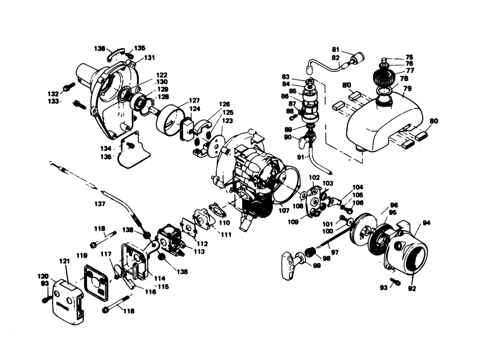 Fuel Tank Assembly Diagram and Parts List for 51625 9000001 - 9999999 Toro Trimmer