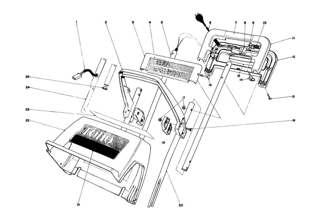 Handle Assembly Diagram and Parts List for 38000 4000001 - 4999999 Toro Snow Blower