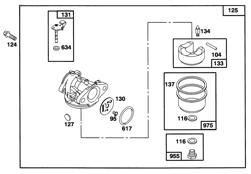 Engine Briggs & Stratton Model 128802-0615-01 Diagram and Parts List for 20461 6900001 - 6999999 Toro Lawn Mower