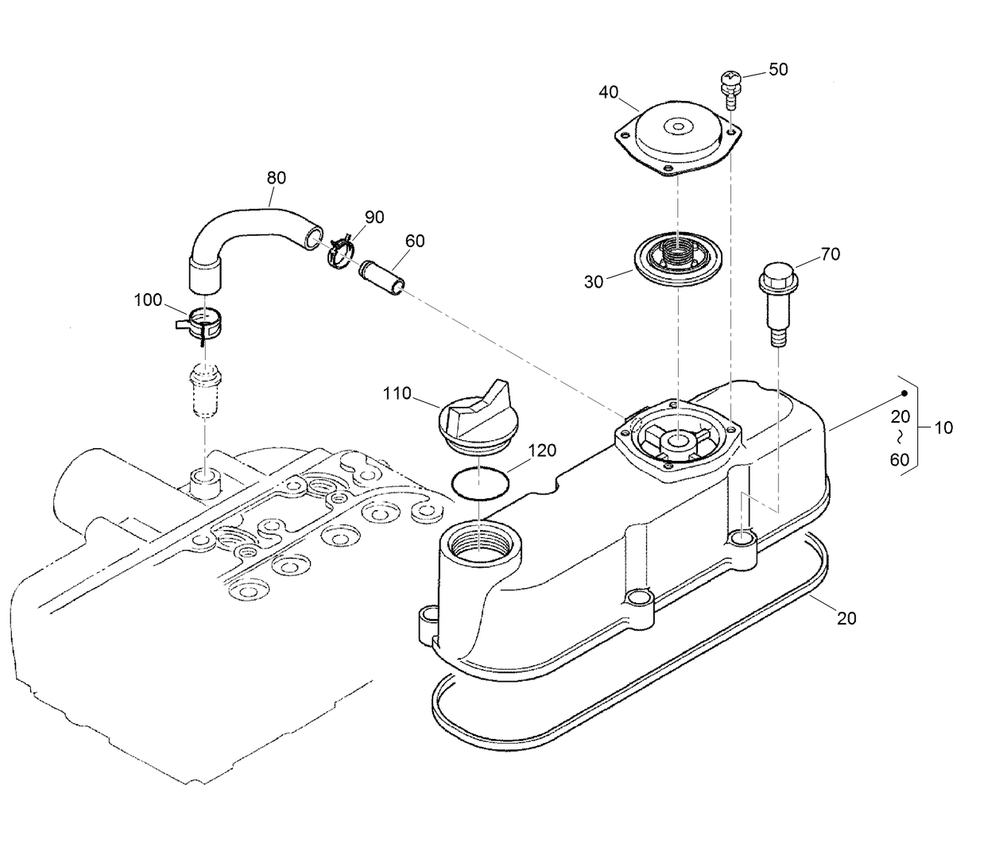 Cylinder Head Cover Assembly Diagram and Parts List for 22328 408963400 - 409588175 Toro Lawn Tractor Accessories
