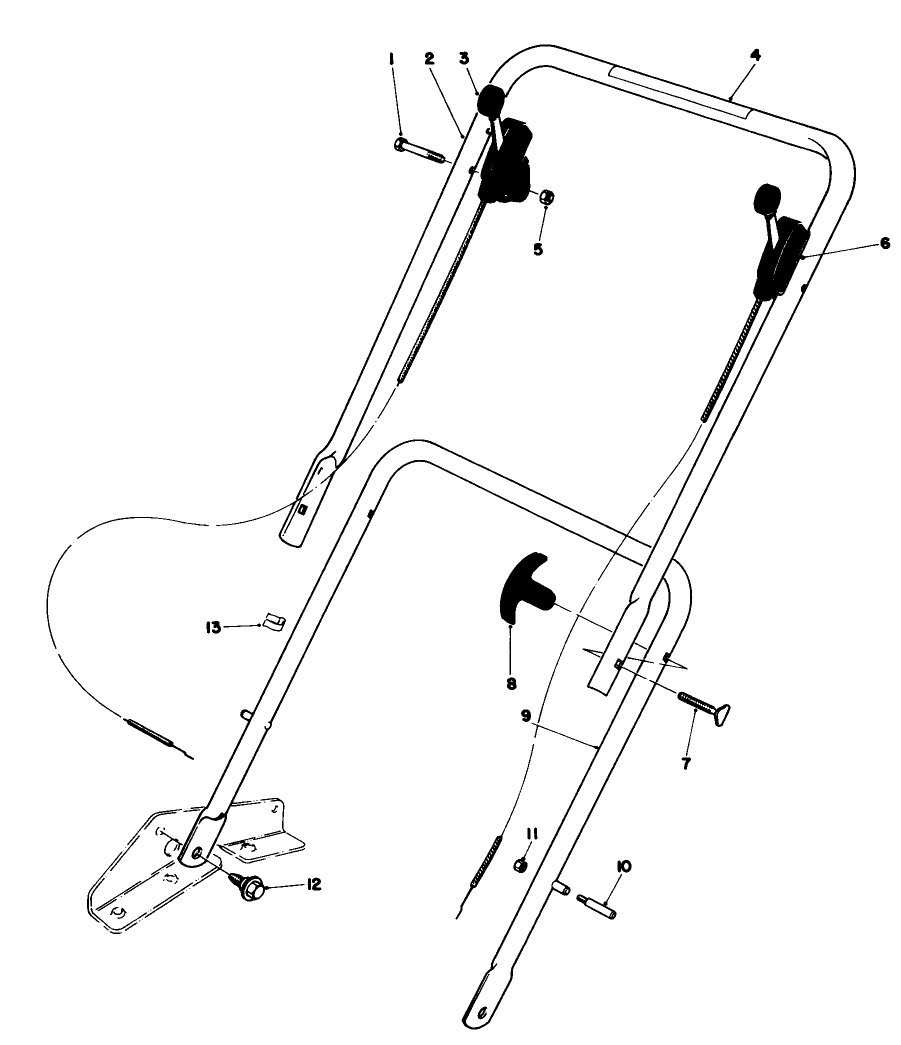 Handle Assembly-Model 16870 Diagram and Parts List for 16860 1000001 - 1999999 Toro Lawn Mower