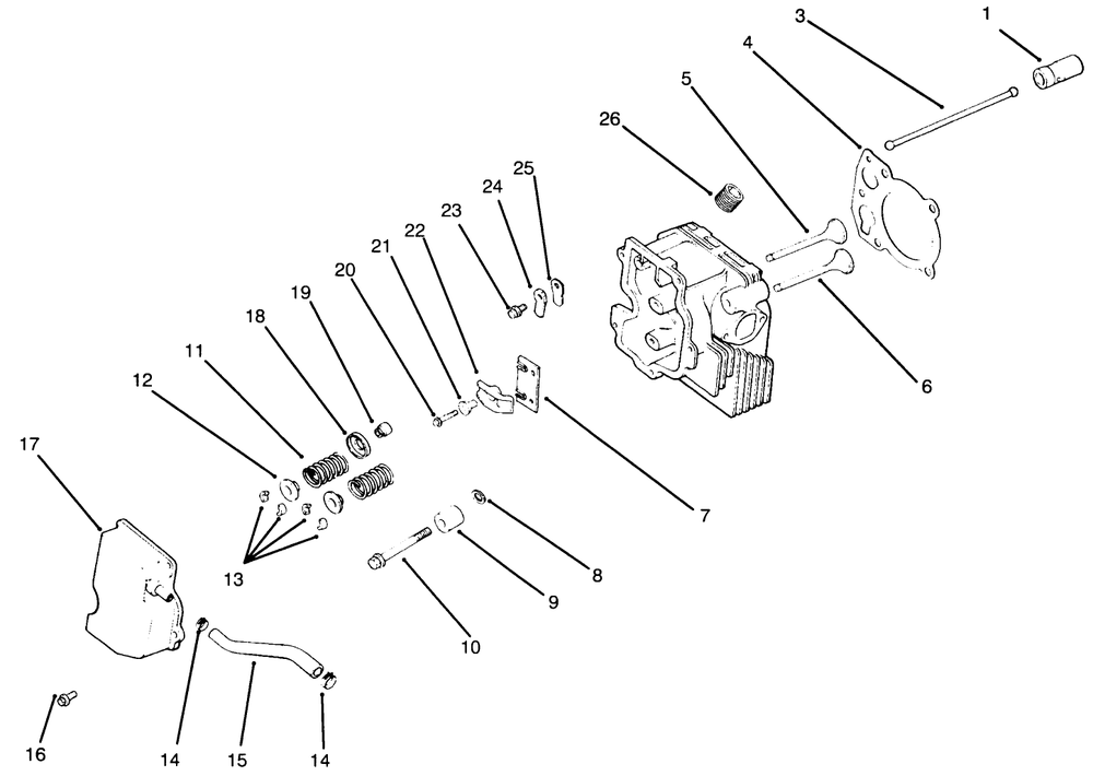 Cylinder Head, Valve & Breather Diagram and Parts List for 30157 690001 - 691407 Toro Lawn Tractor Accessories