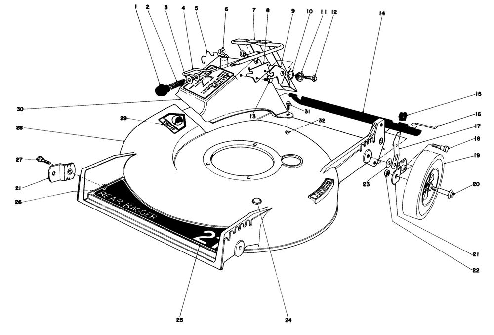 Housing Assembly Diagram and Parts List for 20700 1000001 - 1999999 Toro Lawn Mower
