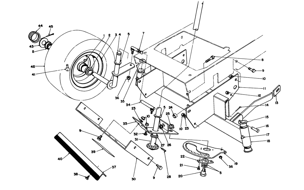 Front Axle Assembly Diagram and Parts List for 56185 1000001 - 1999999 Toro Lawn Tractor