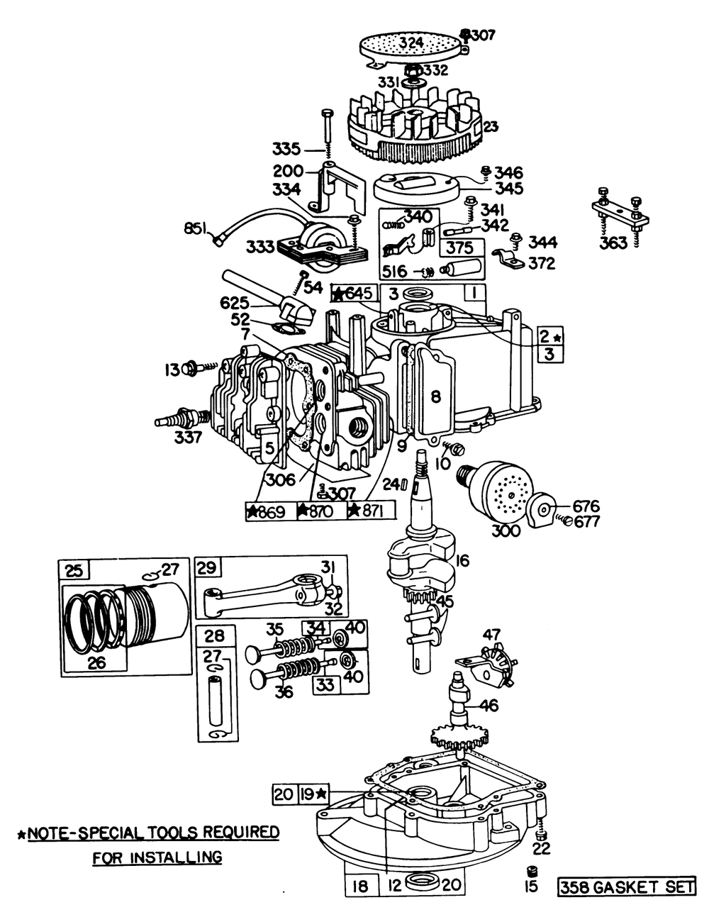 Engine Briggs & Stratton Model 92908-1956-01 Diagram and Parts List for 16756 8000001 - 8999999 Toro Lawn Mower