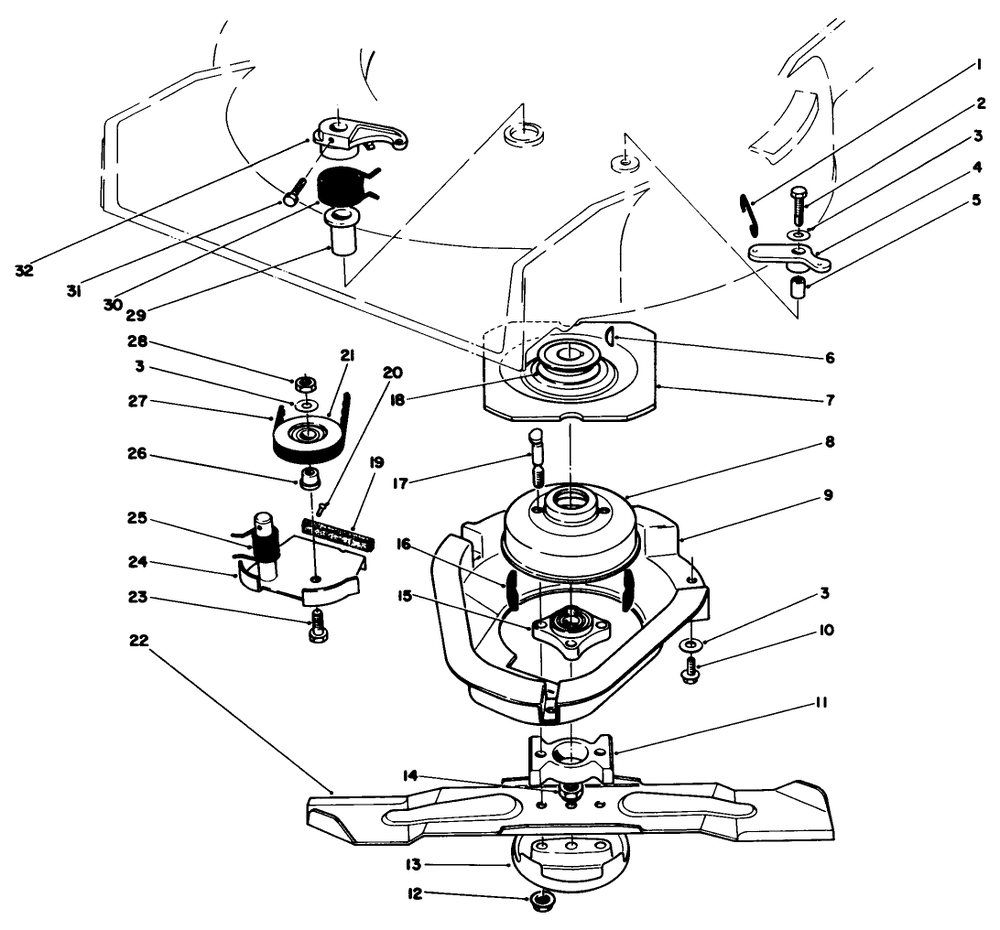 Blade & Brake Clutch Assembly Diagram and Parts List for 20624 7000001 - 7999999 Toro Lawn Mower