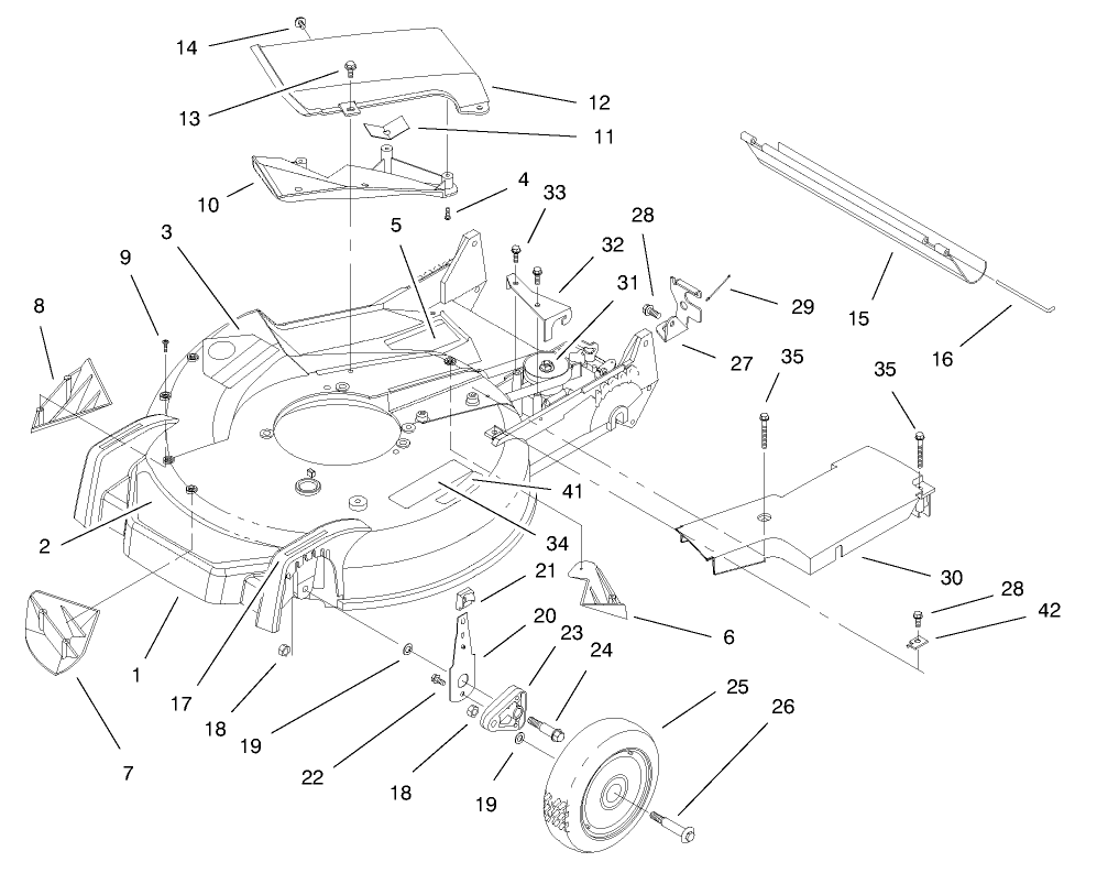 Housing Assembly Diagram and Parts List for 20465 790000001 - 799999999 Toro Lawn Mower