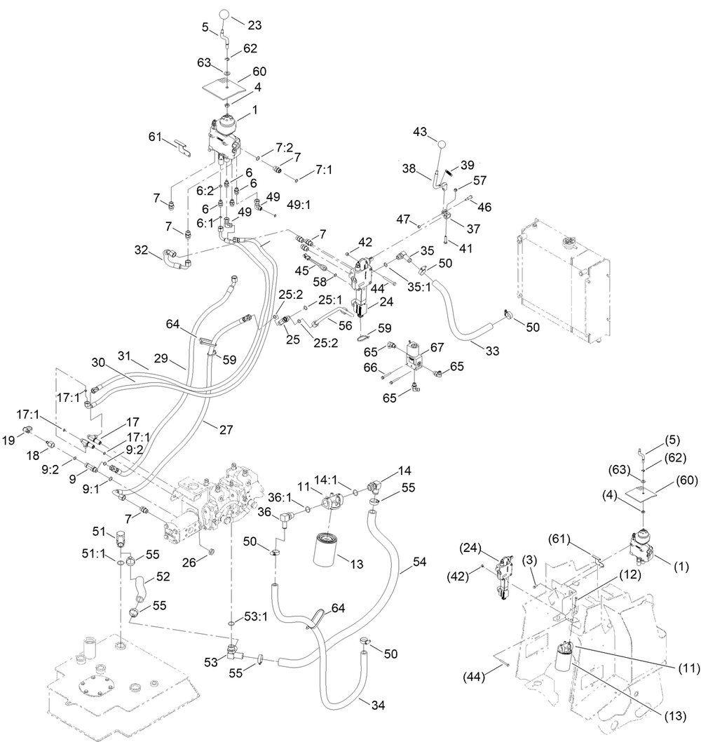 2-Spool Valve And Auxiliary Valve Assembly Diagram and Parts List for 22327 408000000 - 408833892 Toro Lawn Tractor Accessories