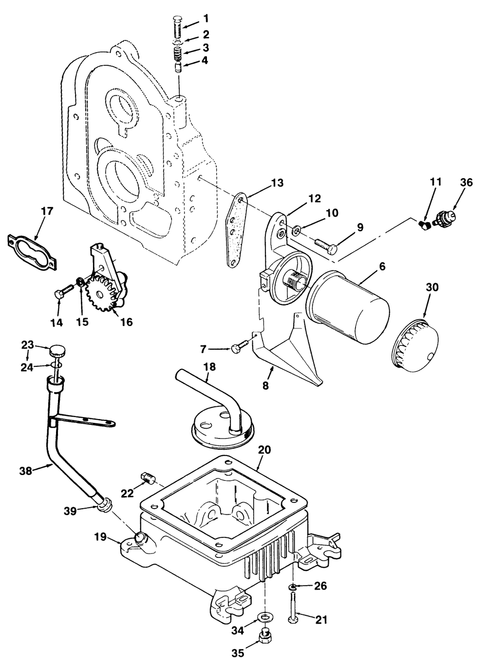 Oil System Diagram and Parts List for R1-24OE02 1000001 - 1999999 Toro Lawn Tractor