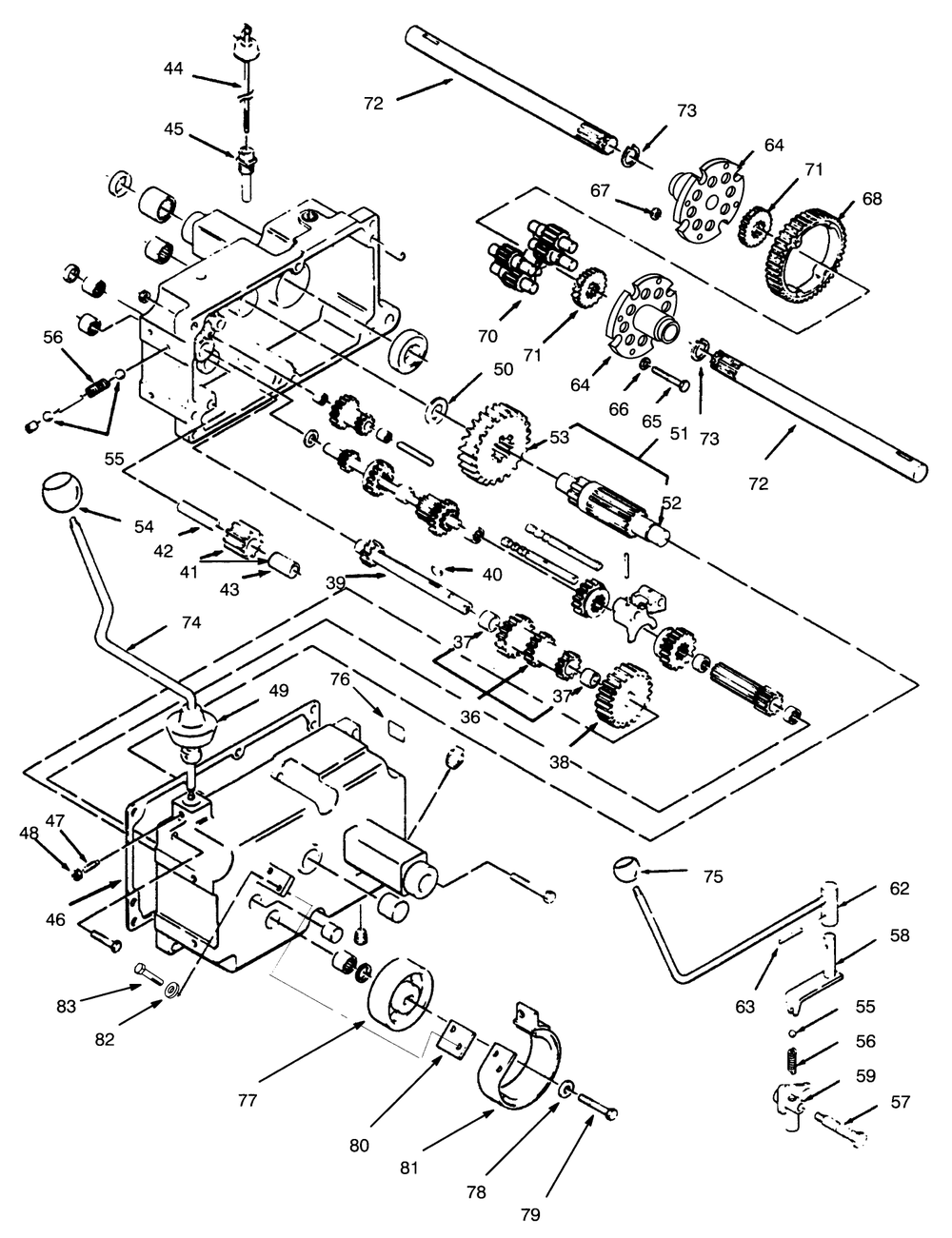 Transmission 8-Speed Diagram and Parts List for 73400 6900001 - 6999999 Toro Lawn Tractor
