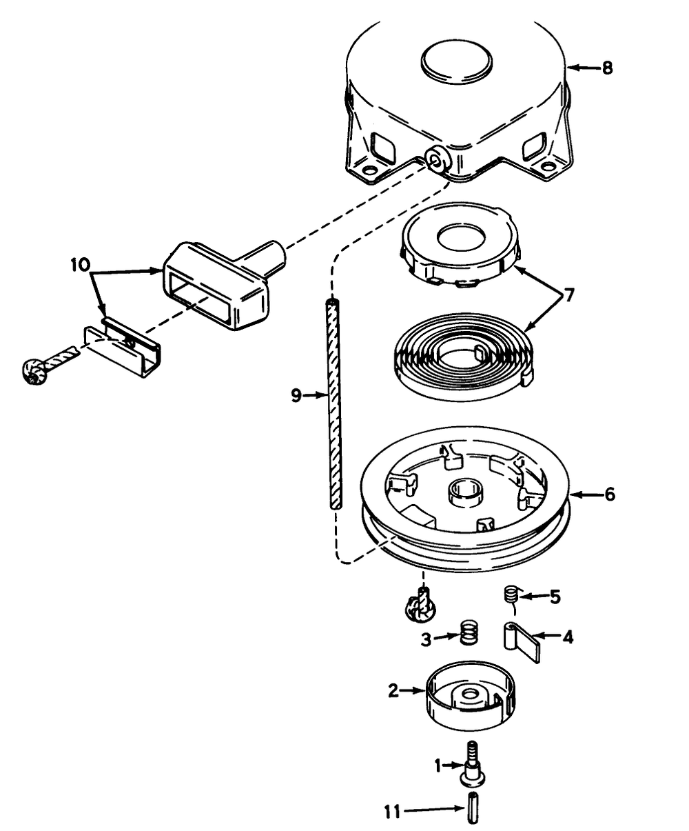 Rewind Starter No. 590420 Diagram and Parts List for 62837 4000001 - 4999999 Toro Chipper Shredder
