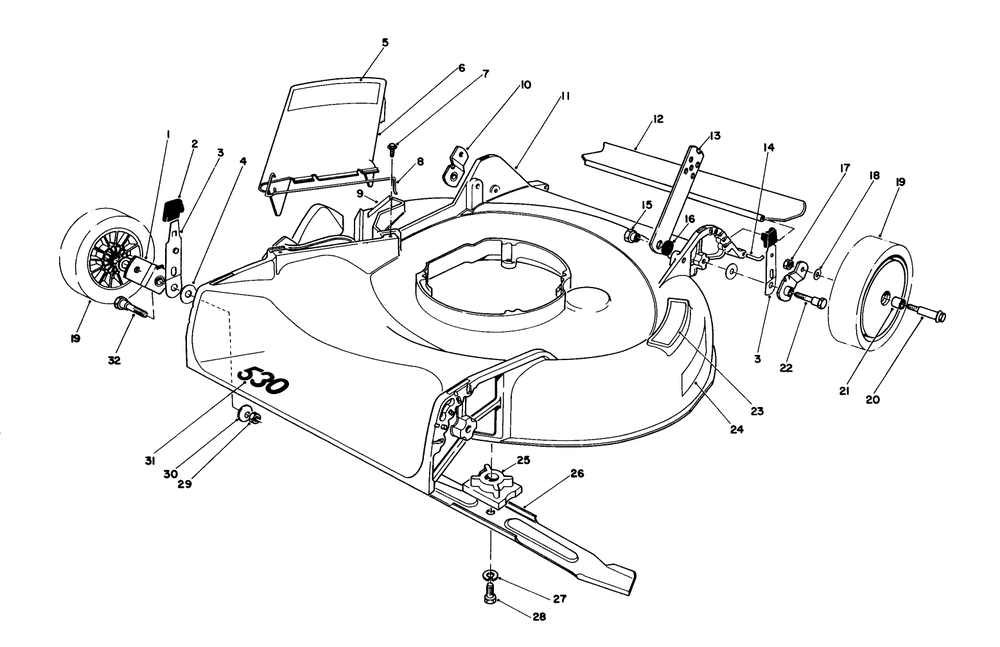 Housing Assembly Diagram and Parts List for 16165C 5000001 - 5999999 Toro Lawn Mower